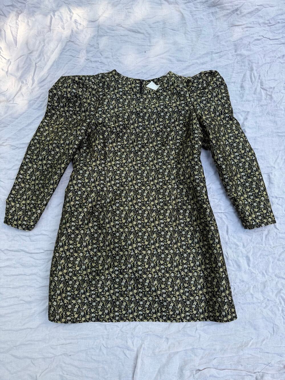 Hyacinth House Tuckernuck Floral Jacquard Puff Shoulder Mini Dress Jacard